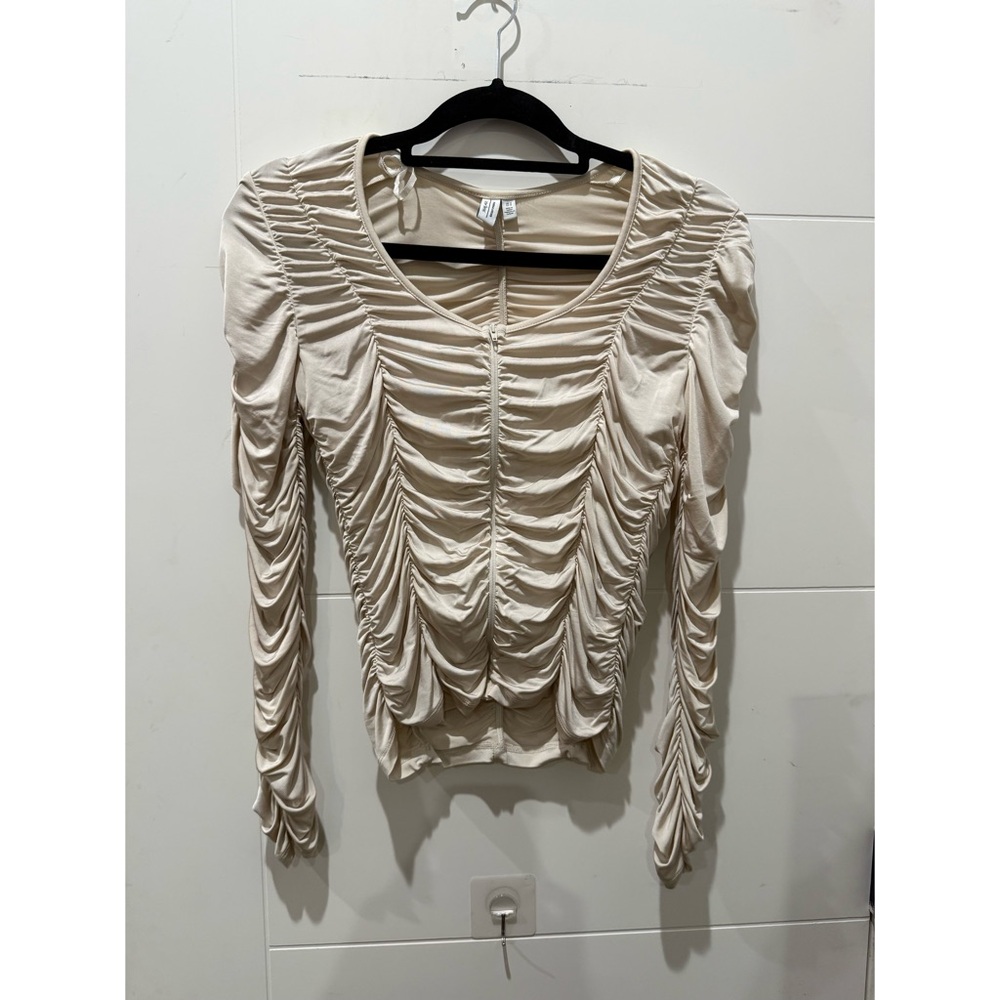 & Other Stories Cream Ruched Top